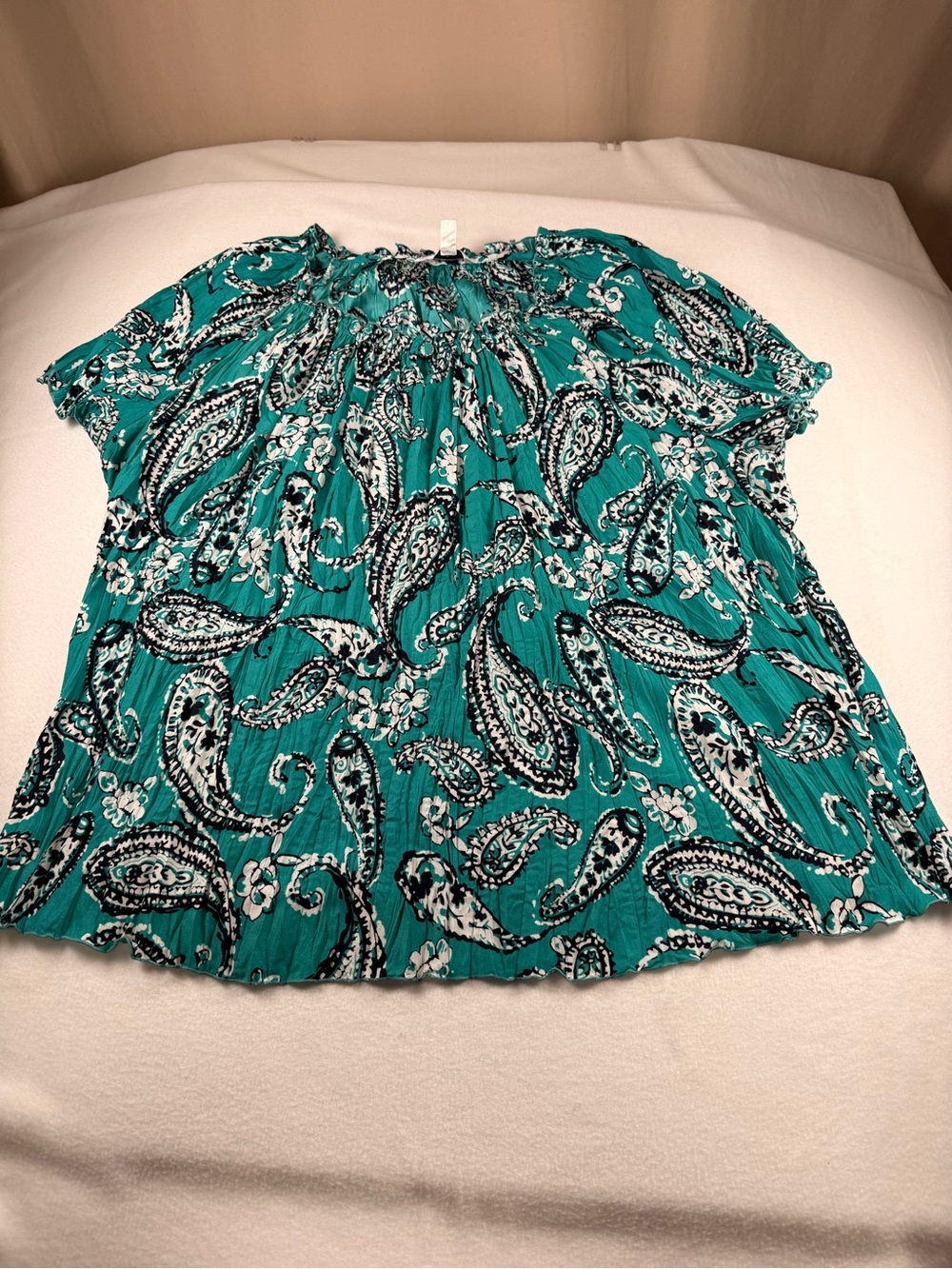 croft & barrow Teal Paisley Short Sleeve Tunic 324